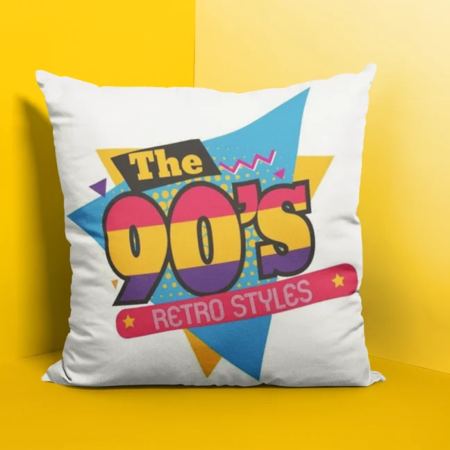 90 Kids Nostalgic Printed Cushion Size 12 By 12 With Filler