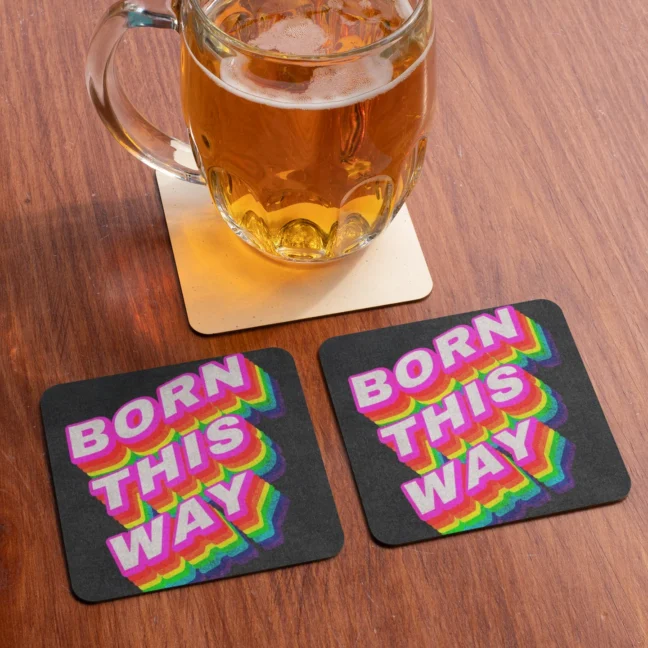 Therareparrot Lgbtq Born This Way Printed Premium Tea Coaster Set Of 2