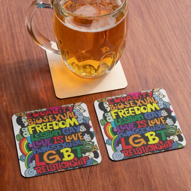 Therareparrot Lgbtq Gay Lesbian Printed Premium Tea Coaster Set Of 2