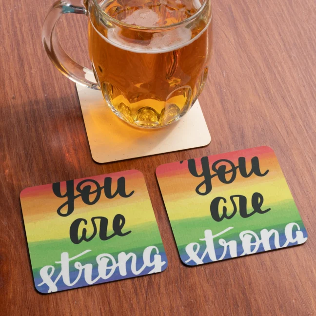 Therareparrot Lgbtq You Are Strong Printed Premium Tea Coaster Set Of 2