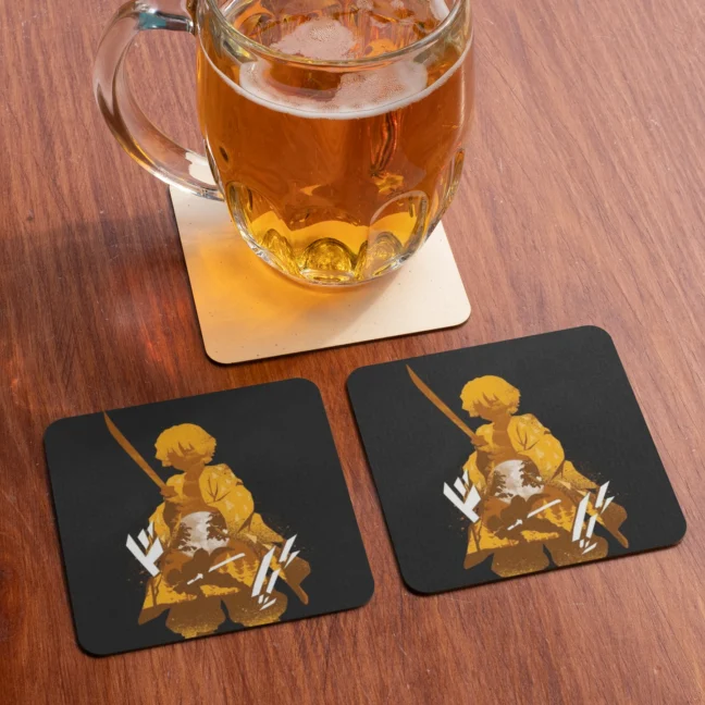 Anime Zenitsu Agatsuma Premium Coaster Set Of 2