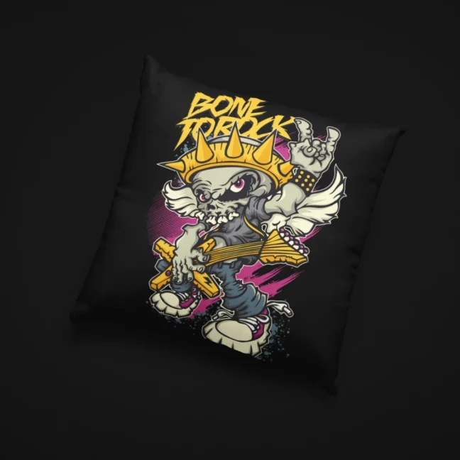 Clubofthefreaks Black Bonerock Pillow DecorativeThrow Pillow|Cushion With Filler