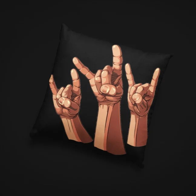 Clubofthefreaks Black Rockhand PillowThrow Pillow|Cushion With Filler