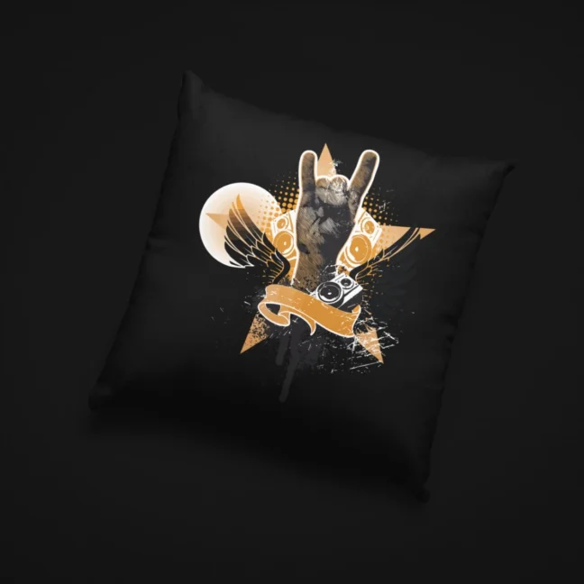 Clubofthefreaks Black Rockon Pillow DecorativeThrow Pillow|Cushion With Filler