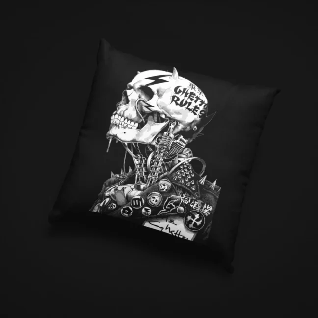 Clubofthefreaks Black Skull DecorativeThrow Pillow|Cushion With Filler