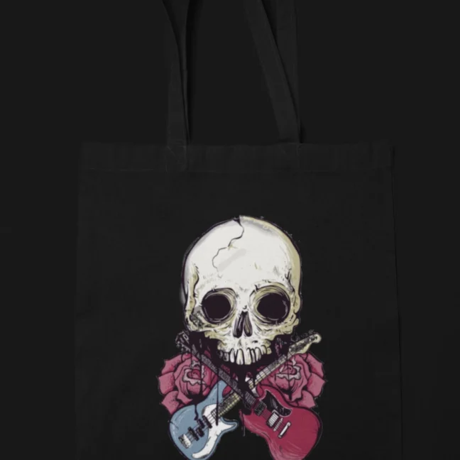 Clubofthefreaks Black Skullguitar Tote Bag