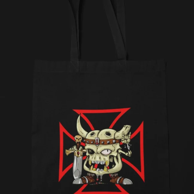 Clubofthefreaks Black Skullwarrior Tote Bag