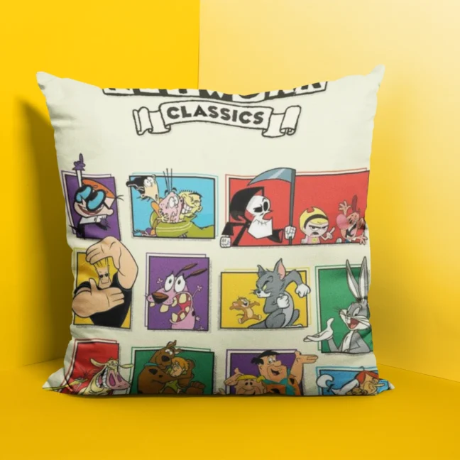 90 Kids Nostalgia Cartoon Network Printed cushion size 12 by 12 with filler