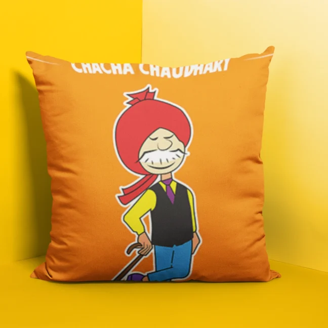 90 Kids Nostalgia Chacha Chaudhary Printed cushion size 12 by 12 with filler
