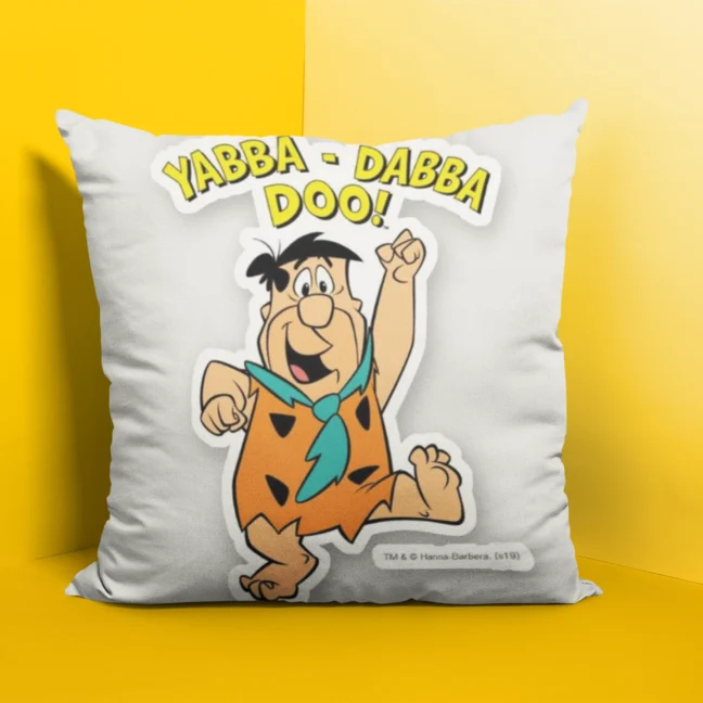 90 Kids Nostalgia Flinstones Printed cushion size 12 by 12 with filler