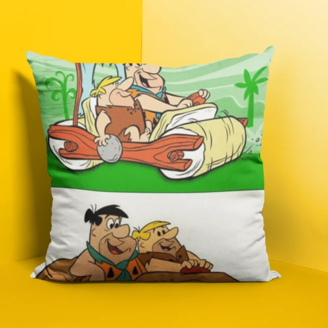 90 Kids Nostalgia Flinstones Printed cushion size 12 by 12 with filler