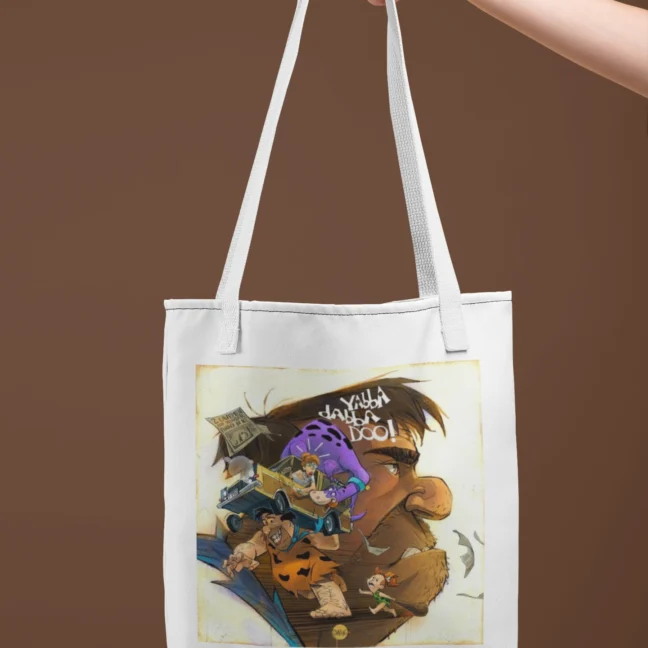 90 Kids Nostalgia Flinstones Printed Tote Bag