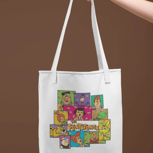 90 Kids Nostalgia Flinstones Printed Tote Bag