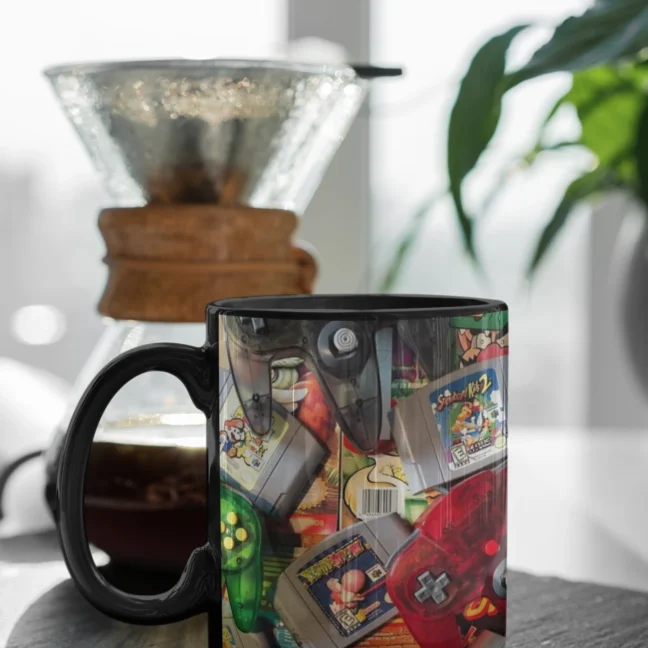 1990 Game Printed Black Mug