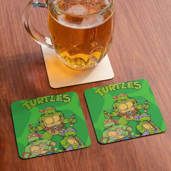 1990 Game Ninja Turtle Printed Premium Tea Coaster Set Of 2