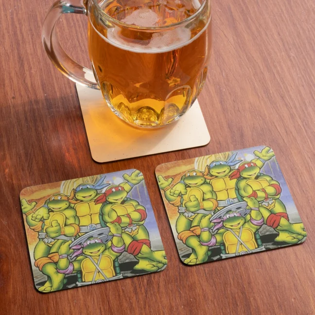 1990 Game Ninja Turtle Printed Premium Tea Coaster Set Of 2