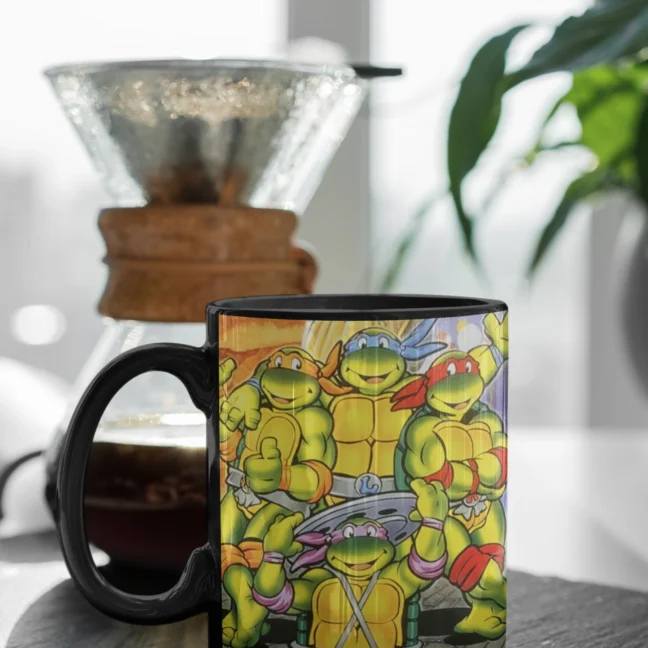 1990 Game Ninja Turtle Printed Black Mug