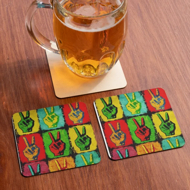 Therareparrot Pop Art Printed Premium Tea Coaster Set Of 2