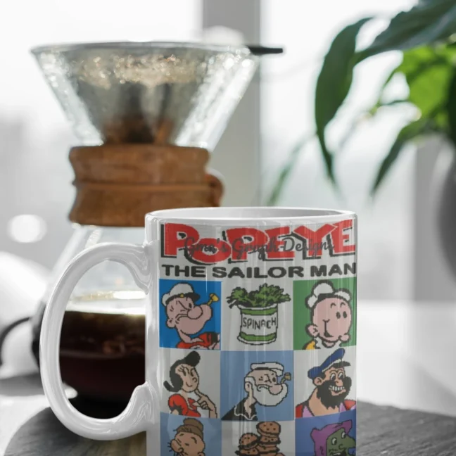 White Mug 330 Ml-Popeye printed mug