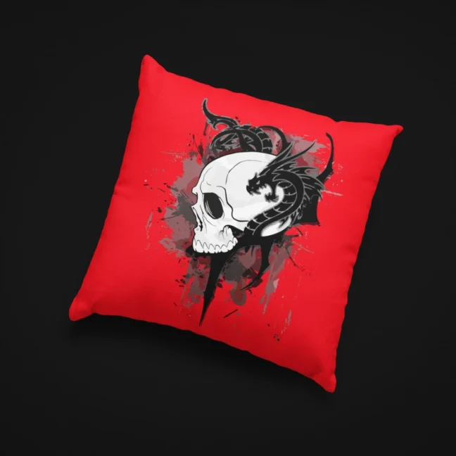 The Rare Parrot red_dragon_skull - Decorative Throw Pillow Cover
