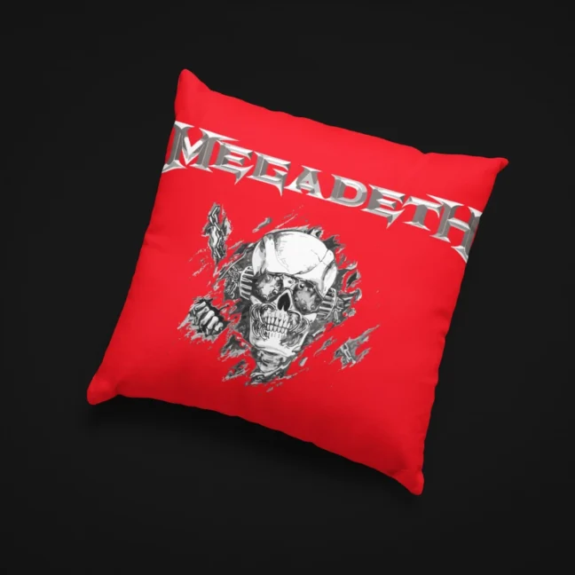 The Rare Parrot red_megadeth_pillow - Throw Pillow Cushion Cover