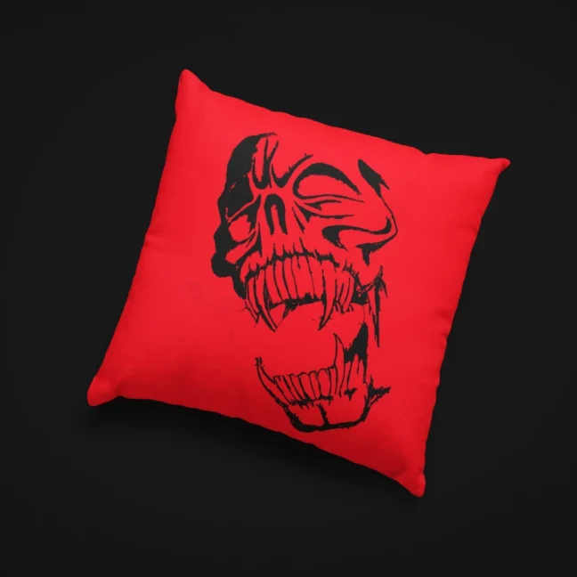 The Rare Parrot red_skull_pillow - Decorative throw pillow