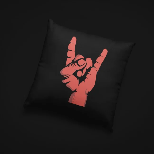 Clubofthefreaks Rockon BlackThrow Pillow|Cushion With Filler