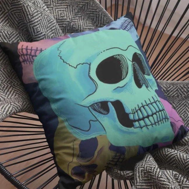 Therareparrot Skull Printed Quirky Cushion