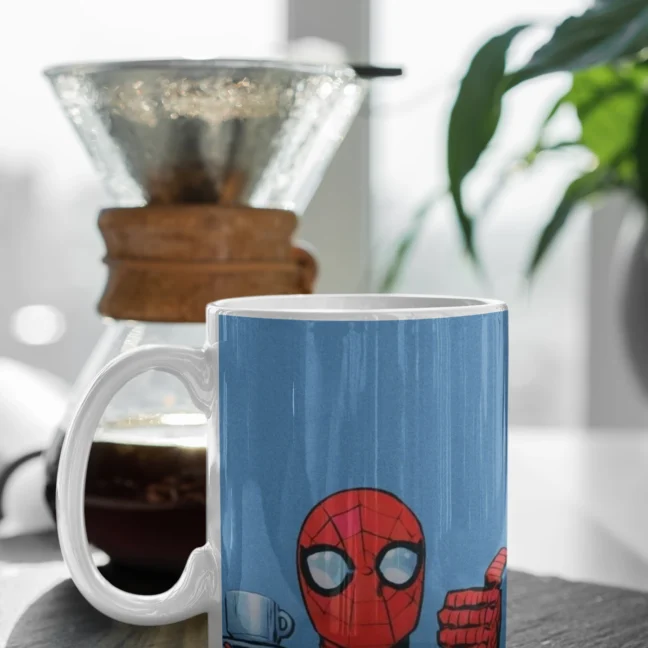 White Mug 330 Ml-Superhero theme Spiderman printed mug