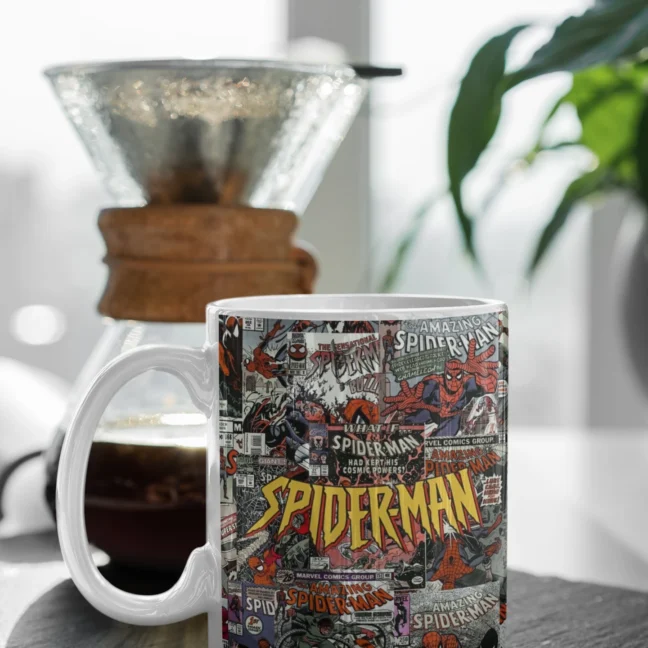 White Mug 330 Ml-Superhero theme Spiderman printed mug