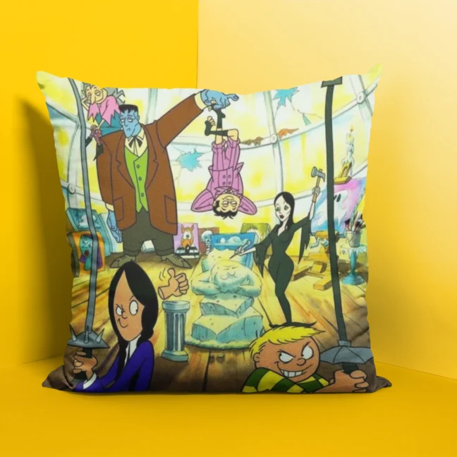 90 Kids Nostalgia The Addams Family Printed Cushion Size 12 By 12 With Filler