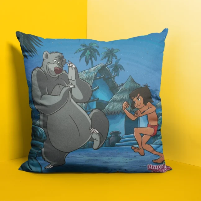 90 Kids Nostalgia The Jungle Book Mowgli Printed Cushion Size 12 By 12 With Filler