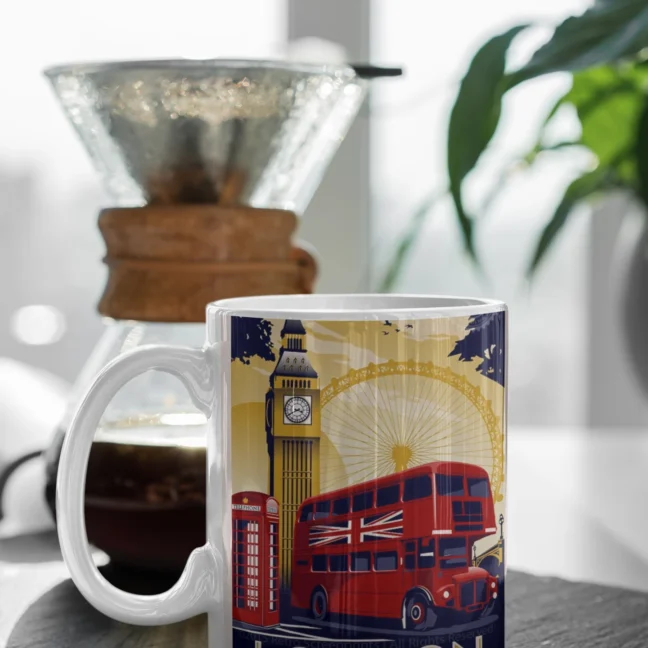 Therareparrot Travel London Theme Printed White Mug