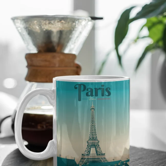 Therareparrot Travel Paris Theme Printed White Mug