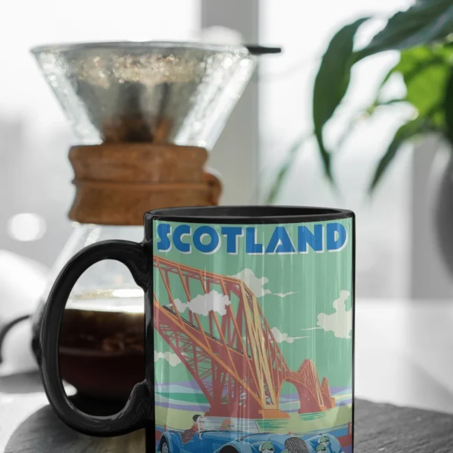 Therareparrot Travel Scotland Printed Black Mug