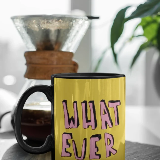 Therareparrot Whatever Printed Black Mug