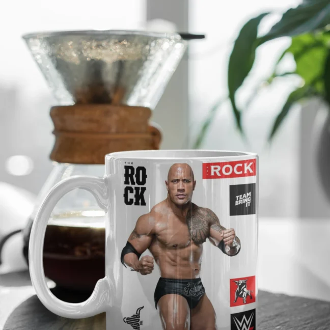 Therareparrot Wwe Rock Printed White Mug
