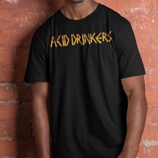 The Rare Parrot Acid Drinkers Band T-Shirt - Black Gold Logo Tee