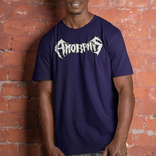 The Rare Parrot Amorphis Official Navy Blue Band Logo T-Shirt