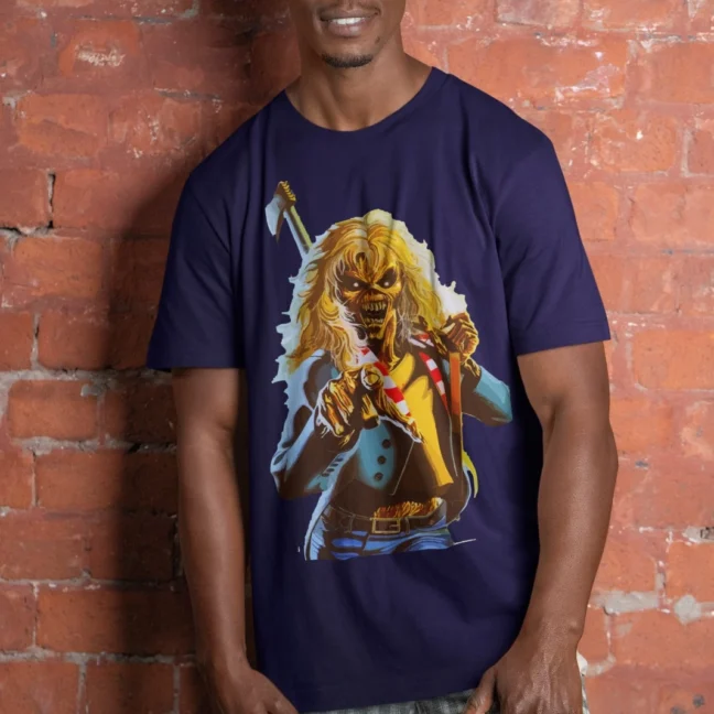 Clubofthefreaks Iron Maiden Eddie Navy Blue Tshirt Official Heavy Metal Band Mascot Tee