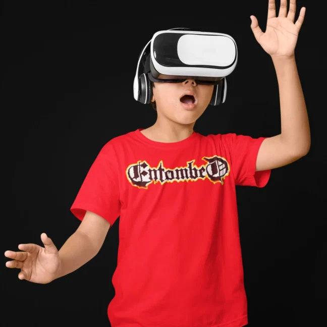 Clubofthefreaks Emtamborc Fiery Gothic Red Tshirt Gaming Vr Tee For Kids