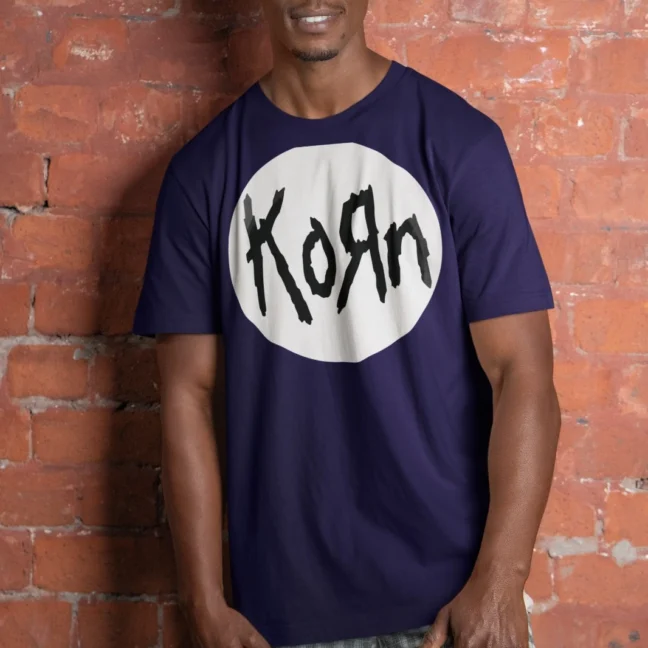 Clubofthefreaks Korn Official Band Tshirt Navy Logo Tee For Nu Metal Fans