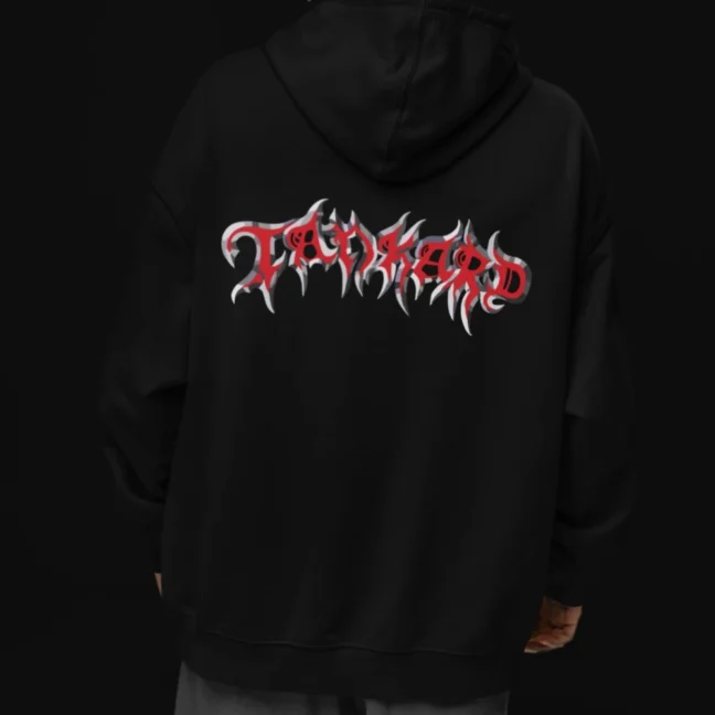 Clubofthefreaks Black Metal Logo Hoodie | Gothic Font Streetwear Pullover